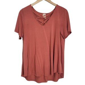 FADED Glory V-Neck Criss-Cross Tee
